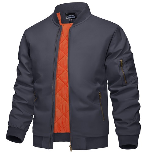 Men's Premium Bomber Jacket Casual Windproof Warm Padded Coat Pilot Work Outwear - Picture 48 of 92
