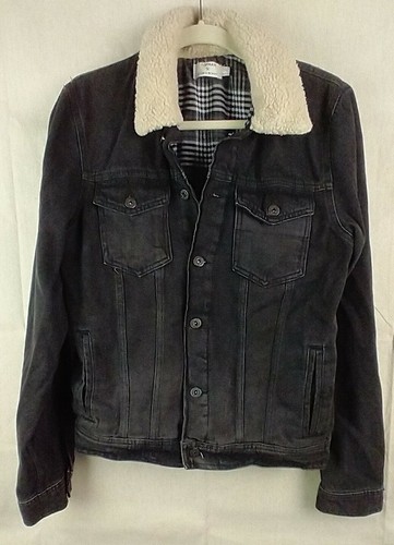 Topman Black Denim Jacket With Faux 