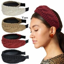 Wool Blend Knitted Wide Hairband Tan - Great for Winter, Spring Autumn