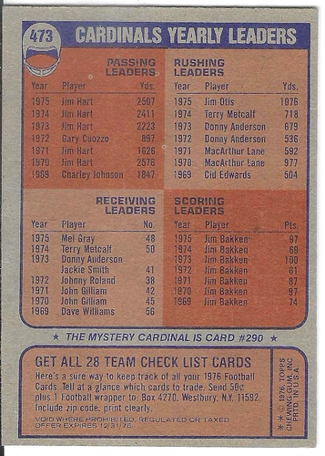 1976 Topps Football Unmarked Team & Set Checklists - You Pick (Volume Discount) - Picture 62 of 74