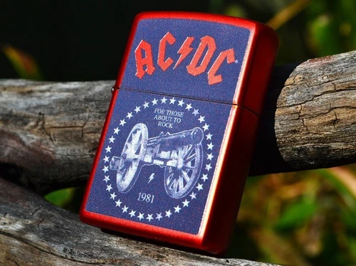 AC/DC Cannon Zippo Lighter - Angus Young - Bon Scott - FOR THOSE ABOUT TO ROCK