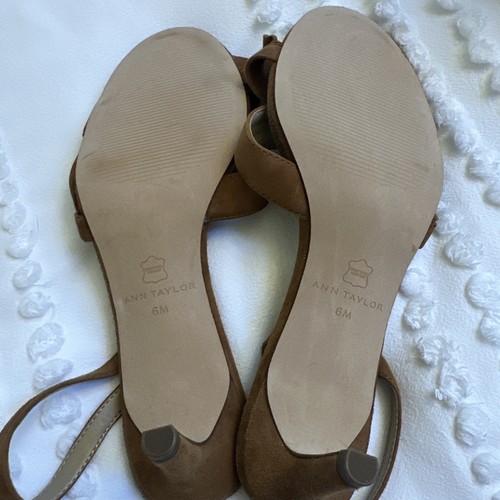 Ann Taylor Brown Sling Back Kitten Heel Shoes Size 6 - Picture 4 of 6