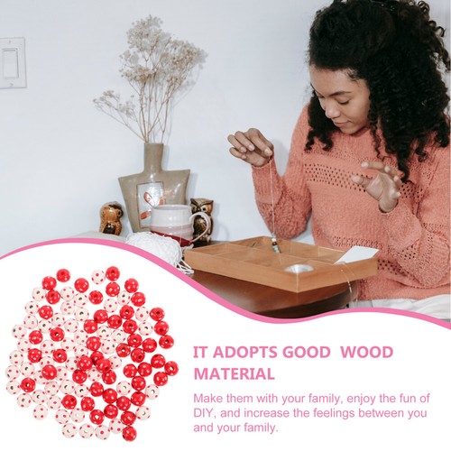 100PCS Dot Wood Beads Crafts Lovely Wooden Beads Jewelry Accessory New - Picture 3 of 11