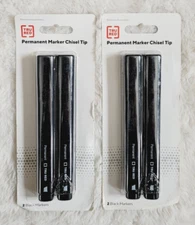 TRU RED Tank Permanent Markers Chisel Tip Black 2 Pack TR54521 4 Total Low Odor