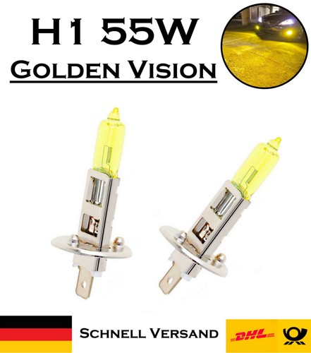 2x Jurmann H1 55W 12V Golden Vision Yellow Gelb Headlight Ersatz Lampe E-geprüft - Afbeelding 1 van 4