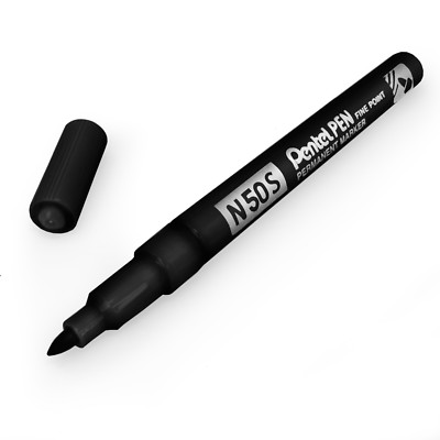 Pentel N50S feiner Permanentmarker   3,18 mm Kugelspitze   einzeln   schwarz