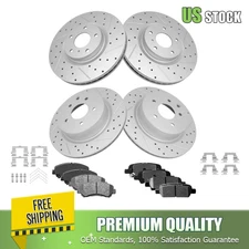 Front & Rear Drilled Slotted Rotors + Pads for 2009-2014 2016-2022 Nissan Maxima