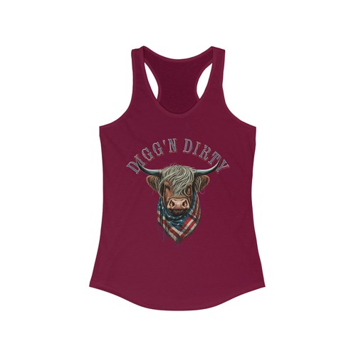 Digg'n Dirty Highland Cow-Women's Racerback Tank, USA, America, country loving - Picture 28 of 31