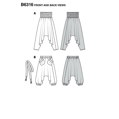 Burda 6316 Hammer Pants Belly Genie Aladdin Harem Sewing Pattern 6-20 b6316 - Picture 4 of 5