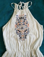 HOLLISTER Designer White Embriodered Sleeveless Romper Playsuit Size M B46