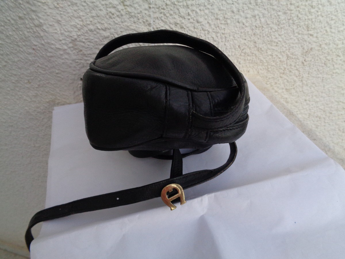 Sac à Main Vintage Etienne Aigner En Cuir Italie - Noir, Dimensions 20x15x7 Cm, TBEG