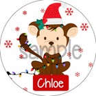 PERSONALISED Monkey CHRISTMAS STICKERS / LABELS 24 PER SHEET ANY NAME Jungle