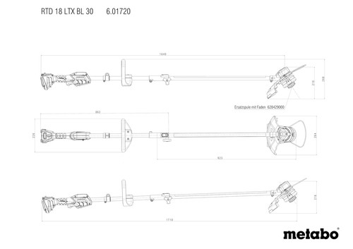 Metabo RTD 18 LTX BL 30 18V Akku Rasentrimmer nur Gehäuse - Bild 2 von 10