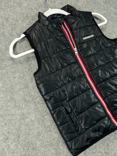 Calvin Klein Puffer Vest Boys Youth 6 Black Logo Full Zip Sleeveless 1 - Picture 4 of 12