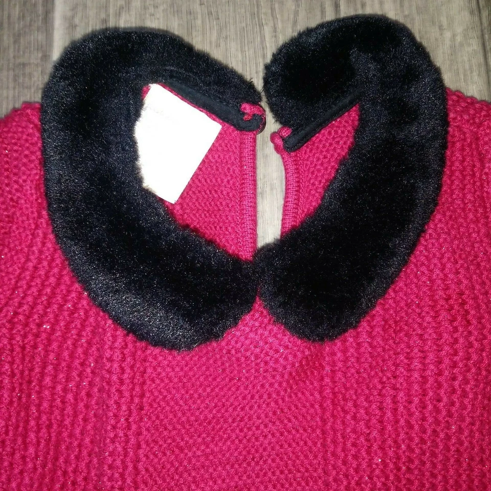 First Impressions Rojo Tejido Bebé Niñas Vestido de Vacaciones Cuello de Piel Navidad 18 meses Foto 2 de 4