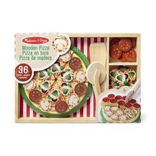 Melissa  Doug Wooden Pizza Pretend Play Food Set With 36 Toppings NEW Sealed