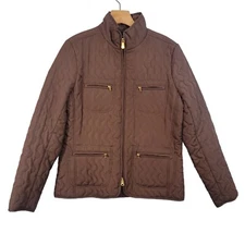 Eivissa Quilted Jacket Brown Zip Front Outdoor Classic Autumn Womens Medium  