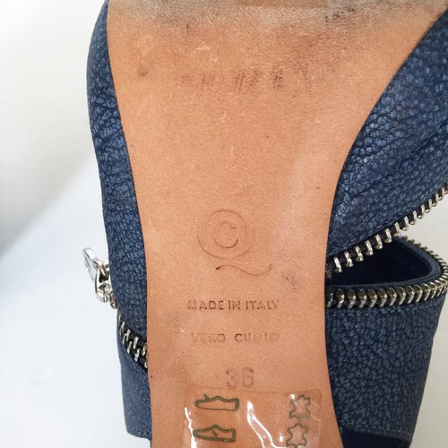 ALEXANDER McQUEEN TACCO IN PELLE CERNIERA BLU DENIM taglia 36 US 6 - Foto 6 di 9
