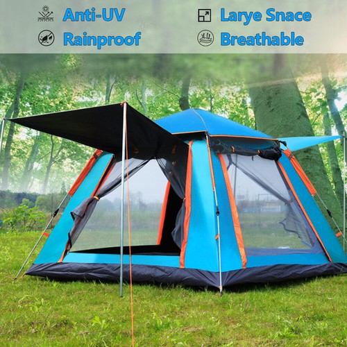 4-5 Person Camping Tent Folding Hiking Auto Instant Canopy Pop Up Tent Black Gum - Picture 13 of 13