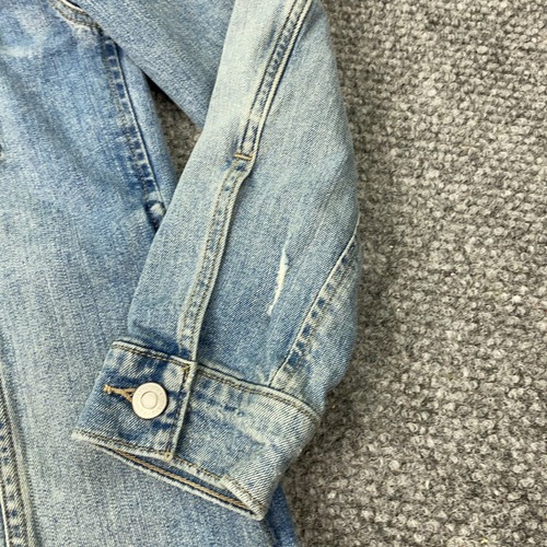 Lucky Brand Denim Trucker Jacket Mens Smal Blue Faded Distressed - Picture 5 of 15