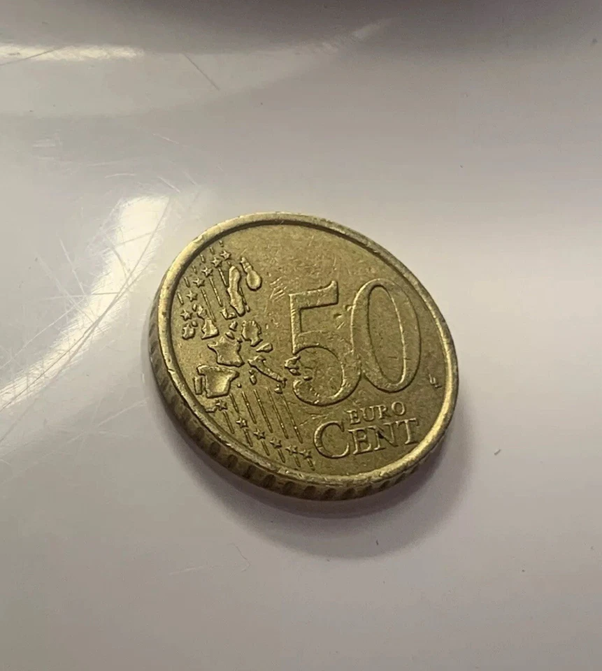 50 Euro Cent 2002 Italia, Collectors item with extreme rare embossing error - Image 2 of 4