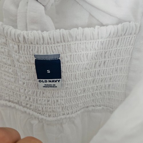 NEW Old Navy Tiered Seersucker Fit & Flare Midi Dress S White Tie Back NWT - Picture 5 of 11