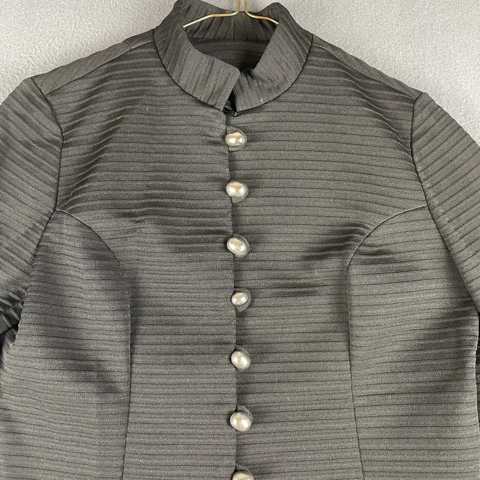 De Colección Domani Tejidos 2 Piezas Falda Traje Talla S Negro Tejido Acanalado Retro Años 60 Plata Botón Midi Foto 2 de 4