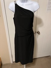 NWT RALPH LAUREN ONE-SHOULDER BLACK EVENING DRESS SIZE 6 ELEGANT FORMAL GOWN