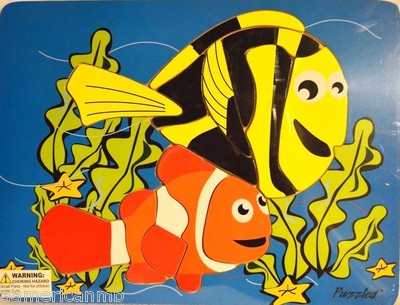 AQUATIC FISH 13 pc Wood Puzzle 11.5x8.5 Educational Toy Wooden Woodcraft