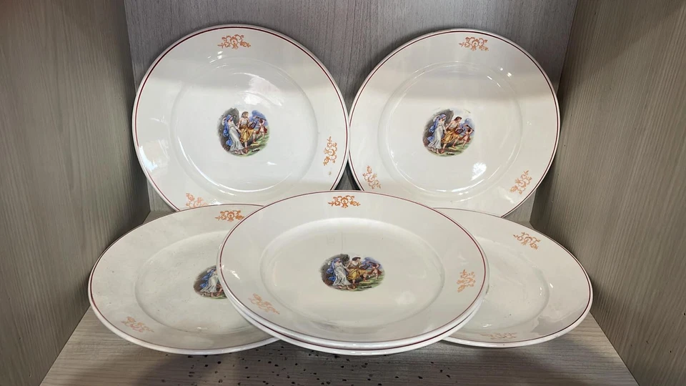 6 PIATTI IN PORCELLANA SOCIETA' CERAMICA ITALIANA LAVENO,SCENE BUCOLICHE - Immagine 2 di 4