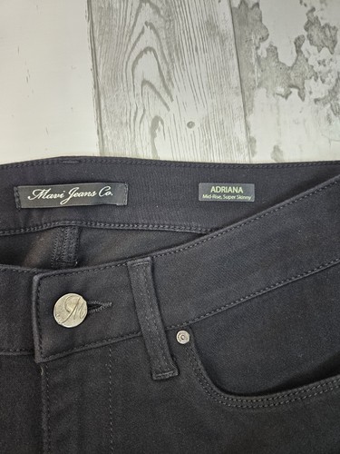 Mavi Womens Jeans 27 Adriana Mid Rise Super Skinny Black Tall - Picture 7 of 9