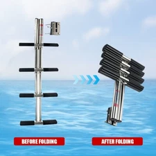 4 Step Dive Telescoping Ladder Stainless Steel Marine Sport Boat With Bracket