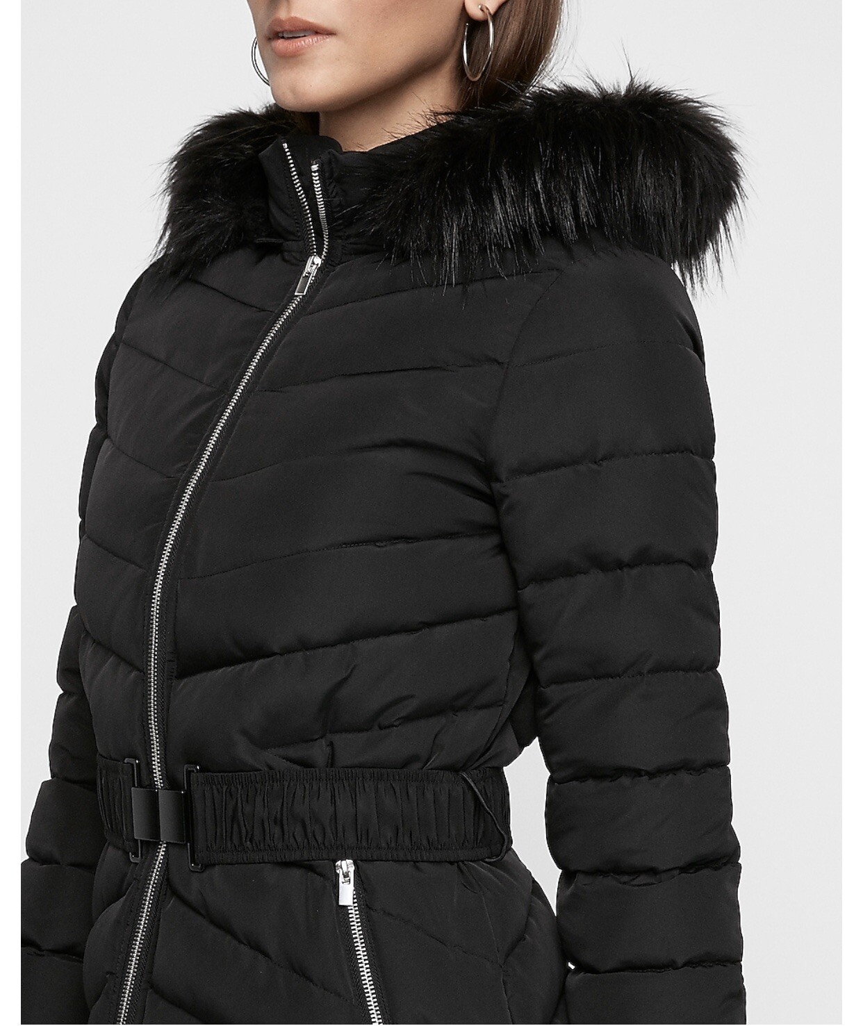 express belted puffer coat