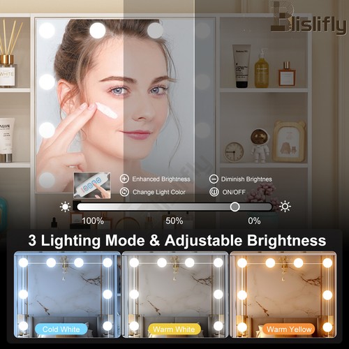 Set scrivania vanità 7 cassetti con 10 luci led e specchio per camera da letto comò trucco - Foto 17 di 17
