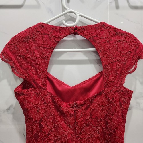 Lauren Ralph Lauren Women Evening Red Lace Dress - Size 6 - Picture 4 of 8