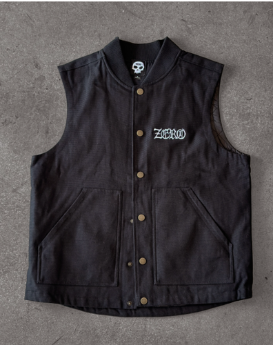 Zero Skateboards Wasteland Insulated Embroidered Logo Canvas Vest Black Large