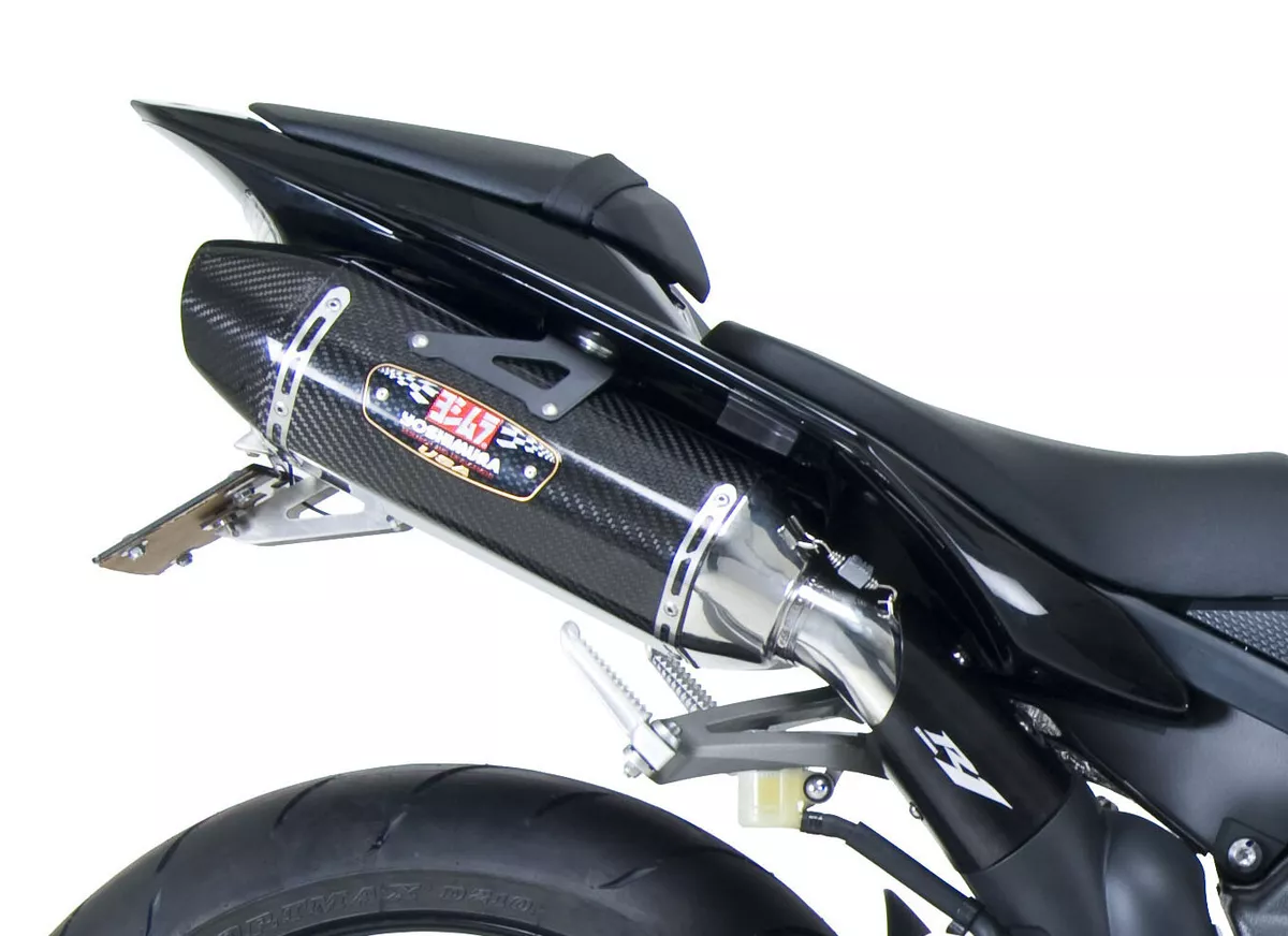 Yoshimura R77 Dual Slip-On Muffler Exhaust SS-CF-CF Yamaha YZF-R1 09-14