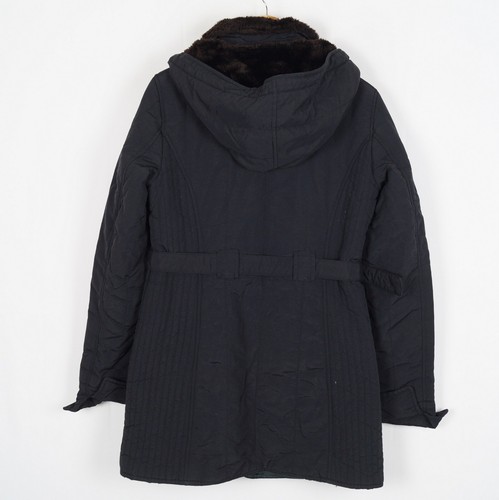 HILFIGER DENIM Women's Jacket Size M Hooded Belted Insulated Black s11369 - Picture 2 of 6