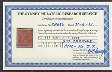 Australia KGV Stamp Used - Michael DRURY Cert - G33 Carmine ACSC 71.Z