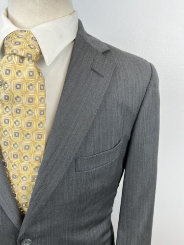 Tom James Bespoke Herren grau Fischgrät Wolle Anzug Größe 40 R Hose 34 x 28 - Bild 2 von 12