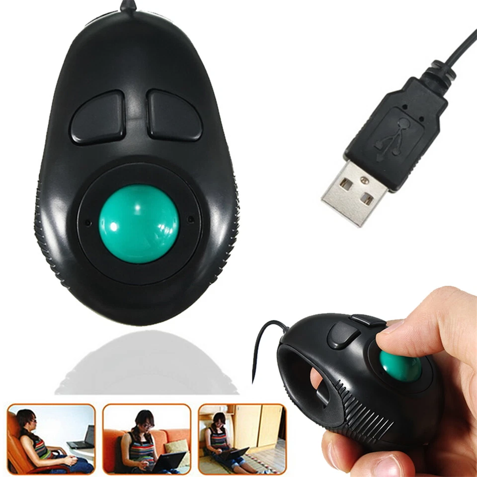 Finger Handhold 4D Mini Trackball Mouse Wired Mice Thumb Control For PC Computer - Image 2 of 4