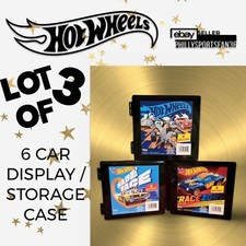 Lot Of 3: New Hot Wheels 6 Car Black Storage / Display Case W/ Lid VHTF