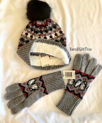 Vera Bradley PLAYFUL PENGUINS RED GRAY Jacquard Knit Pom  display picture 1