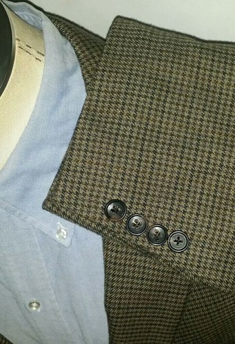 Joseph & Feiss 48L brown Blue Orange Check Tweed Blazer Sport Coat Jacket - Picture 3 of 7