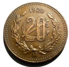elf Mexico 20 Centavos 1920  Large Bronze  Scarce Grade — photo 1