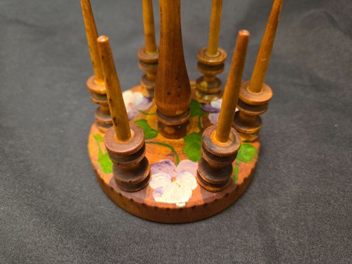 Rare Victorian Pin Cushion Thread Holder Vintage/Antique Hand Painted Floral - Picture 7 of 15