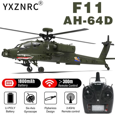YXZNRC F11 AH-64D Apache RC Helicopter 6-Axis Gyro 2.4G 6CH Brushless Flybarless
