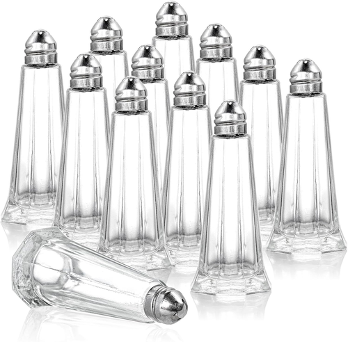 12 Pieces Salt and Pepper Shaker Set, 1 Oz Tower Glass Body Mini Restaurant S... - Picture 4 of 7