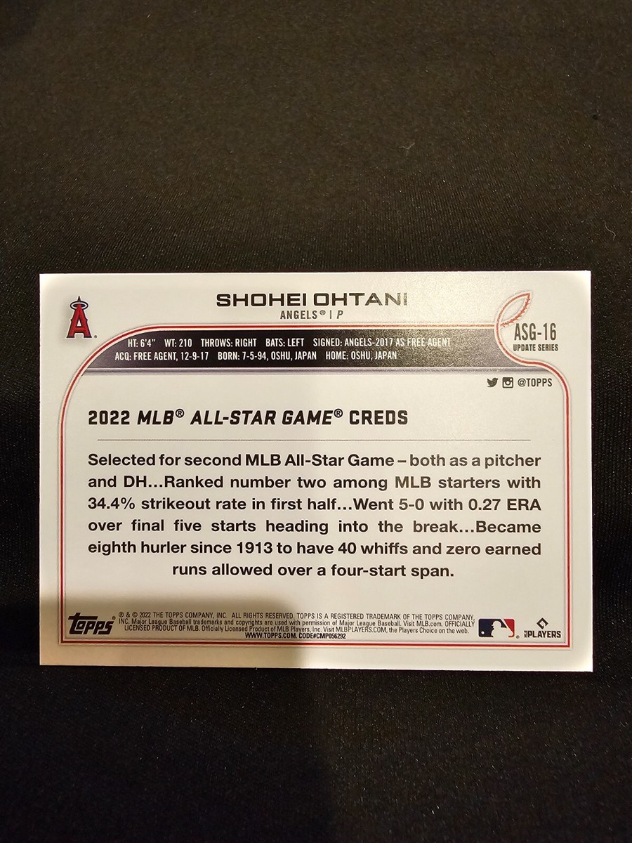 大谷翔平 2022 SSP ALL STAR GAME BLUE #ASG-16 2022 Topps Update Series - 2022 MLB All-Star Game #ASG-16