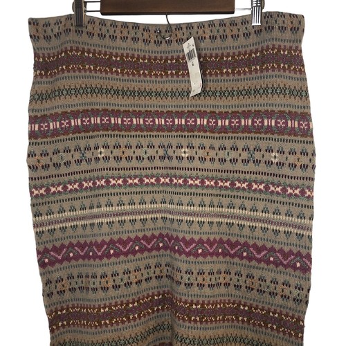 Ralph Lauren Women's Size XL Fair Isle Knit Linen-Blend Pencil Skirt Brown $185 - Picture 7 of 15